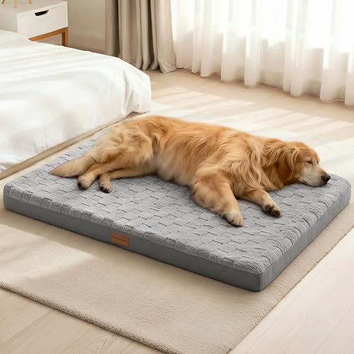 Patas Lague Orthopedic Large Dog Bed Washable Pet Crate Mat 36''X24'' Grey by PatasLague