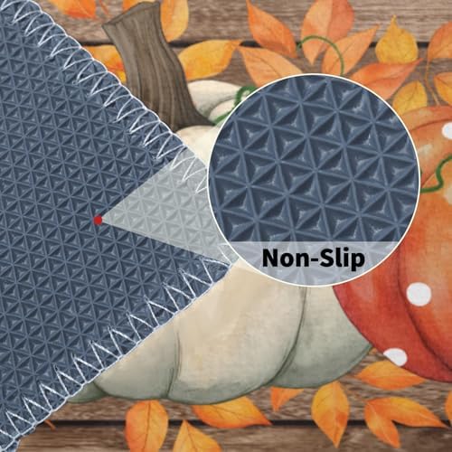 Giwawa Autumn Pumpkin Bath Rug Rustic Wood Bathroom Mat Non Slip Absorbent - Image 5
