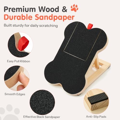 Dog Nail Scratch Board Scratcher Treat Dispenser Non-Slip Wood Sandpaper - Image 4