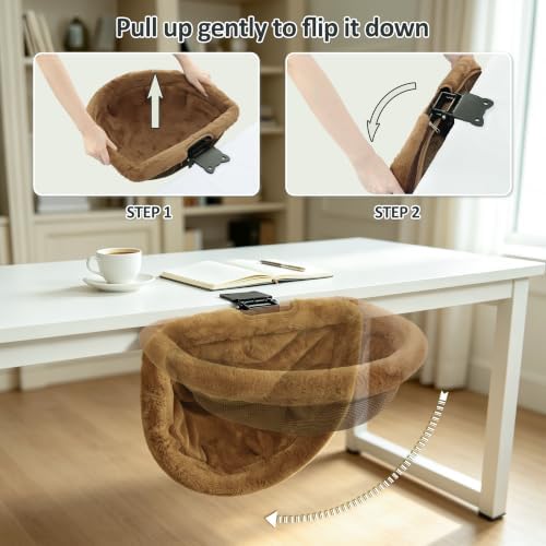Desk Cat Bed, Hanging Under Desk Cat Hammock - Image 5