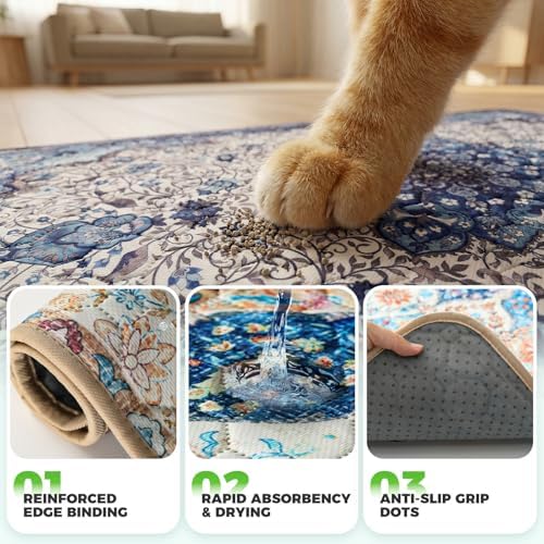 Hompet Cat Litter Mat 2 Pack, 72x72 Large Machine Washable Trapping Mats - Image 5