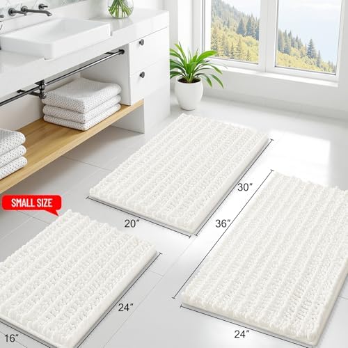 Smiry Bathroom Rugs 47X20, Extra Soft Rubber Backing Chenille Bath Mats - Image 2