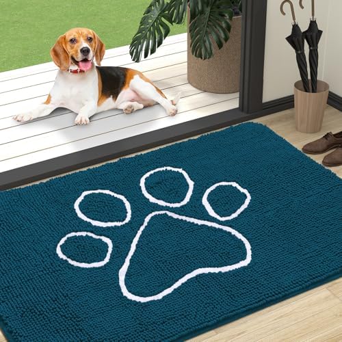 OLANLY Dog Door Mat for Muddy Paws 47x32, Paw Print Design Chenille Mud Mat by OLANLY