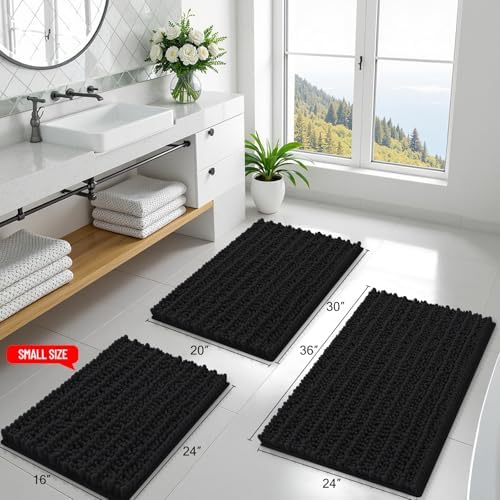 Smiry Bathroom Rugs 47X24, Extra Soft Rubber Backing Chenille Bath Mats - Image 2