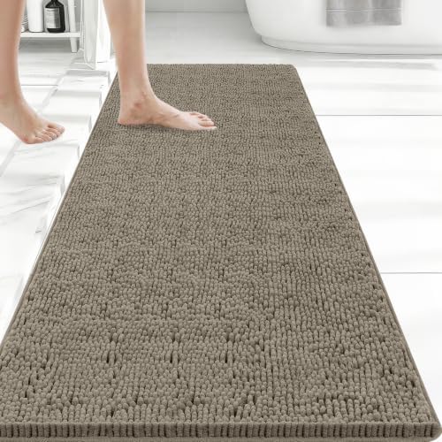 Bcoimo Bath Rug Mat, 70x24 High Absorbent Latte Long Bathroom Runner Rugs by Bcoimo