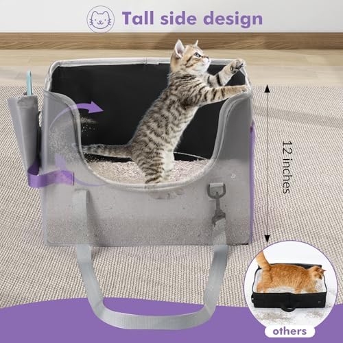 pidipiti Portable Leakproof Tall-Side cat Litter Box, - Image 4