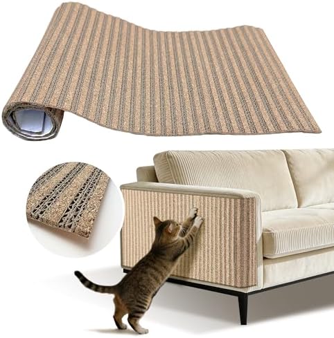 Natural Cork Cat Scratcher Mat, Self-Stick & Trimmable Furniture Protector by Unknown