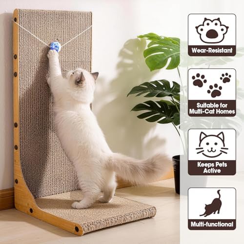 2 Pack Cat Scratcher, 23.6 Inch L Shape Vertical Cat Scratching Board - Image 5