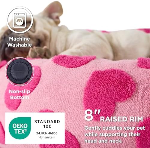 LE SURE Shown on TV Jacquard Donut Dog Beds Large, Lover Hearts 36x36x8in - Image 3