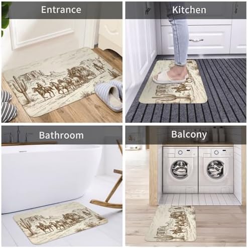 Western Desert Cowboy Bath Mat 24x16 Inch Non-Slip Soft Microfiber Bathroom - Image 7