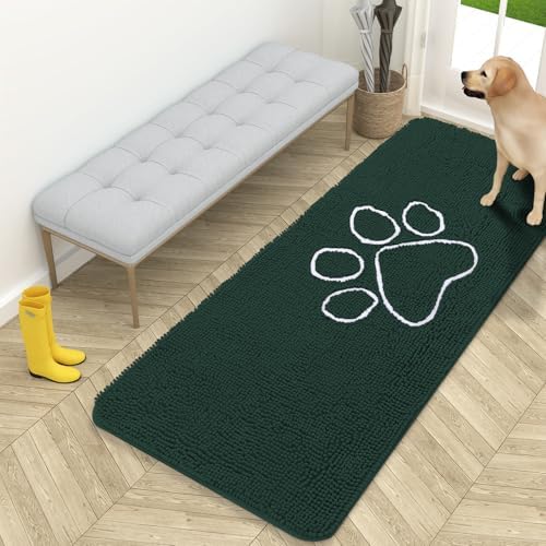 OLANLY Dog Door Mat for Muddy Paws 59x24, Paw Print Design Chenille Mud Mat by OLANLY