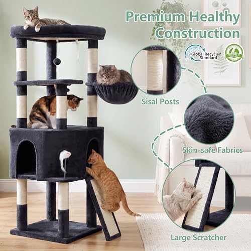 Cat Tree, 61 Inch Tall Cat Tower, Diamond-Shaped Cat Cave VCT001G - Image 5