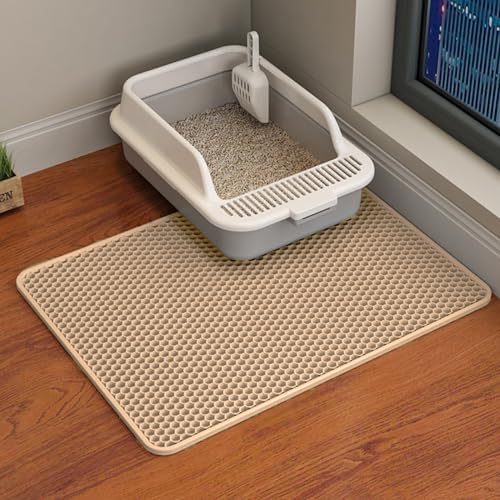 Cat Litter Mat, Double Layer Cat Litter Box Mat by HCY%26WLD