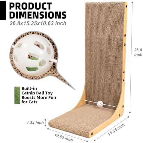 Value 2-Pack 26.8 Inch Cat Scratching Post, Premium High Density Cardboard Cat - Image 3