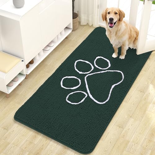 OLANLY Dog Door Mat for Muddy Paws 47x24, Paw Print Design Chenille Mud Mat by OLANLY