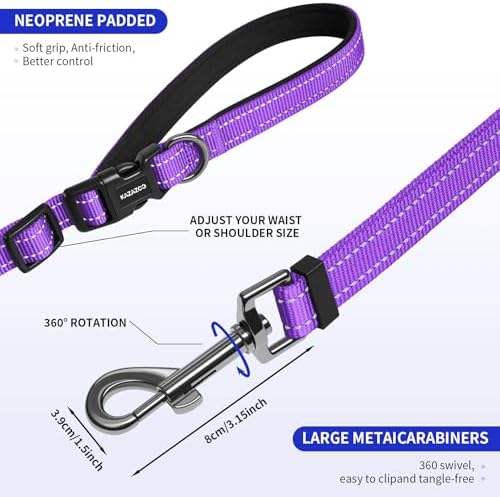 Kazazoo Hands-Free Dog Leash Adjustable Length 5-8 Ft, Waist & Crossbody Leash - Image 5