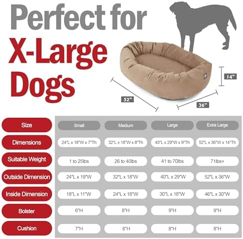Majestic Pet 52 Inch Suede Calming Dog Bed Washable – Cozy Soft Round Dog Bed - Image 3