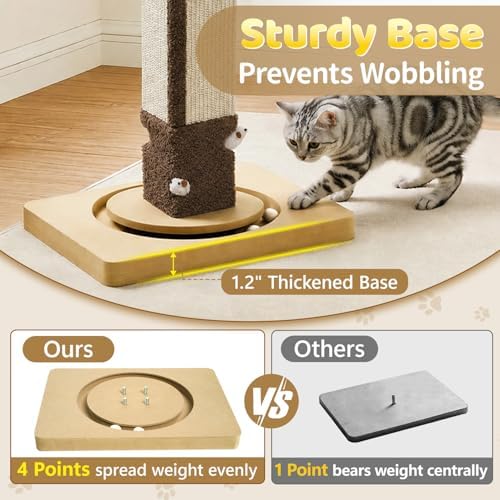 33.8" Tall Sisal Vertical Cat Scratching Post - Image 2