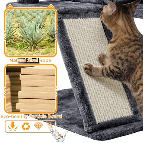 Yaheetech 57 inches Cat Tree for Indoor Cats, 2 Cat Condos, 2 Hanging Balls and - Image 6