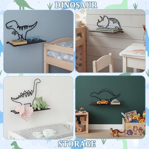 Sieral 4 Pcs Dinosaur Wall Shelf Metal Dinosaur Wall Decor Bookshelf - Image 4