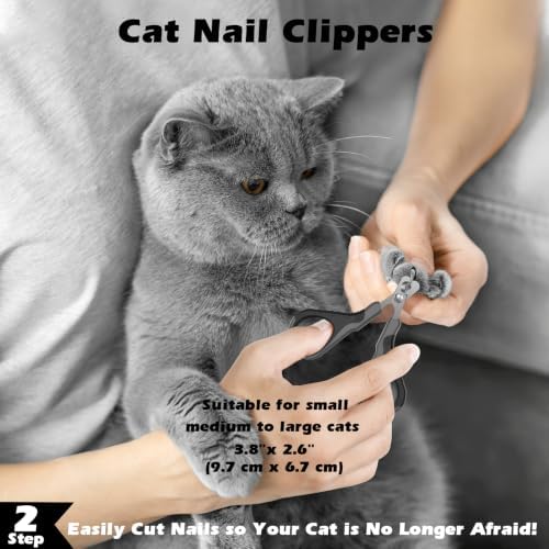 3PCS Cat Grooming Supplies, Cat Brush & Nail Clipper/Trimmer & Flea Comb - Image 4