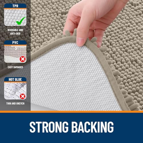 OLANLY Toilet Rugs U-Shaped 20x20, Soft Absorbent Chenille Contour Rugs - Image 6