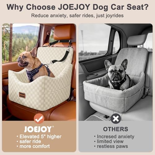 JOEJOY Elevated Dog Car Seat for Small/Medium Dogs up to 35 lbs, Memory Foam - Image 4