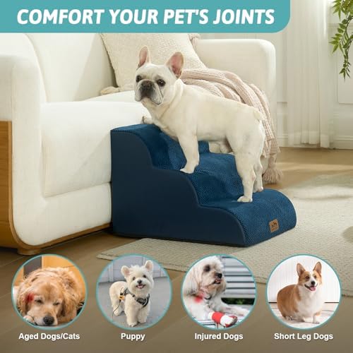 COZY KISS Wide Dog Stairs for Small Dog 15.7" H, 3 Step Pet Ramp for Couch - Image 4