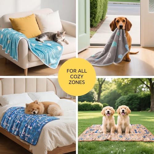 1 Pack 6 Blankets Dog Cat Soft Fluffy Fleece Pet Blanket Warm Cute Print Design - Image 3