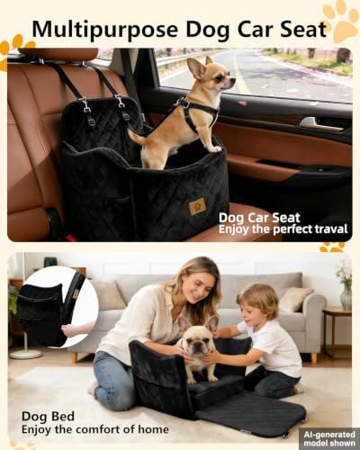 Dog Car Seats for Small Dogs Up to 35 lbs, Machine Washable Puppy Car Seat - Image 3