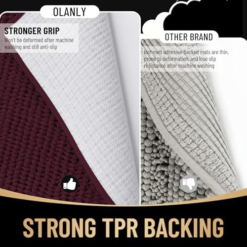 OLANLY Thick Chenille Absorbent Bathroom Rugs Mat 30x20 - Image 5