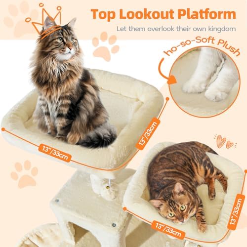 Taoqimiao Large Cat Tree, 73 in Tall Cat Tower - Image 4