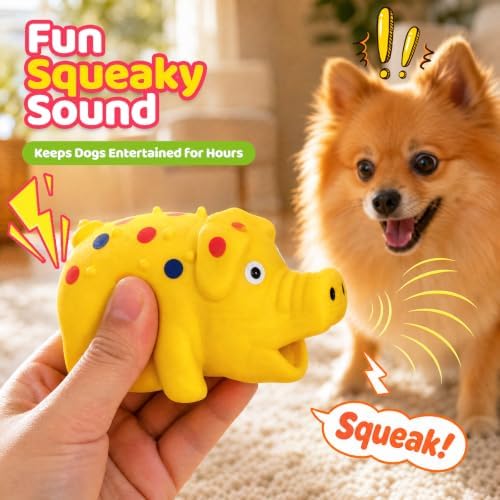 POPLAY 3 PCS Squeaky Latex Grunting Pig Dog Toys, 4 Inch Durable Rubber - Image 3