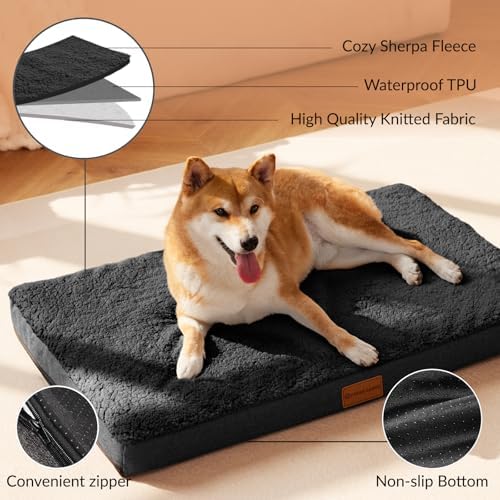 Patas Lague Orthopedic Large Dog Bed Washable Pet Sofa Mat 48''X30'' Black - Image 3