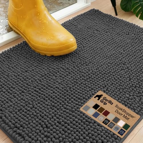 GORILLA GRIP SoakSTOPPER Dog Door Mat, Machine Wash and Dry, 24x17 Charcoal by GorillaGrip