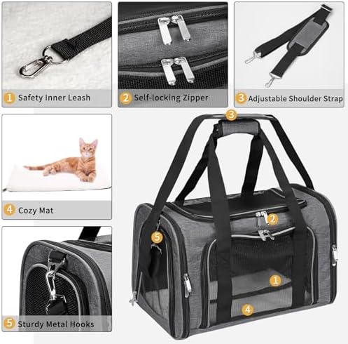 Soft-Sided Cat/Dog/Pet Carrier, Collapsible Pets Travel Carriers - Image 4