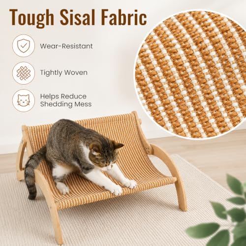 XL Sisal Cat Scratcher Bed for Large Cats|Stable Wood Cat Lounge|21x21x10 - Image 3