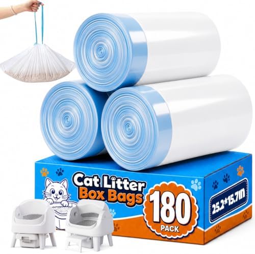 180 Count Automatic Cat Litter Box Liners, Drawstring Waste Bags by Sctoarielt
