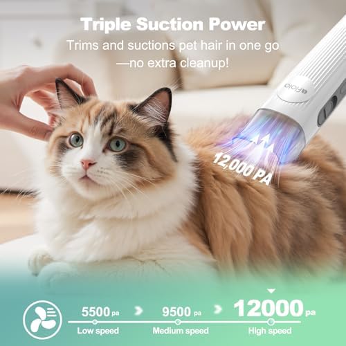 Afloia 6-in-1 Dog Grooming Vacuum Kit, Pet Clipper & Nail Grinder - Image 3