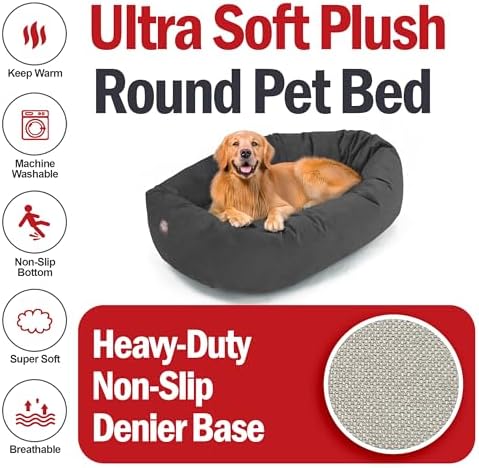 Majestic Pet 40 Inch Suede Calming Dog Bed Washable – Cozy Soft Round Dog Bed - Image 6