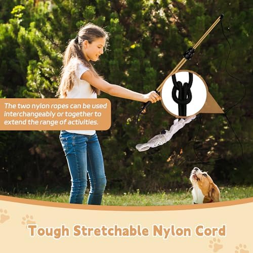 Flirt Pole for Dogs, Interactive Toys Tug-of-war for Pet, Durable Teaser Wand - Image 3