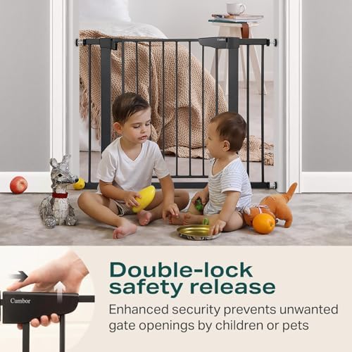 Cumbor 30-40.6 in Baby Gate for Stairs and Doorways, Dog Gate Indoor Black - Image 4