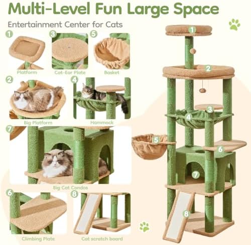 Taoqimiao Cat Tree for Large Cats, 72In Tall Cat Tower, Giant Platform - Image 2