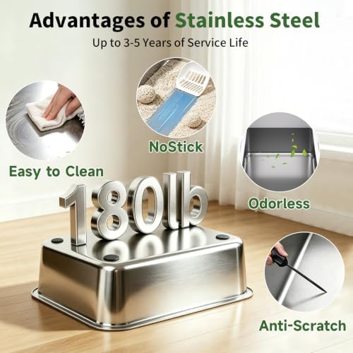 XL Enclosed Stainless Steel Litter Box - Image 6
