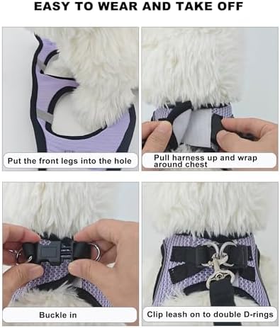 Dog Harness Small Sized and Leash Set, Step in Soft Light Puppy Vest, - Image 6