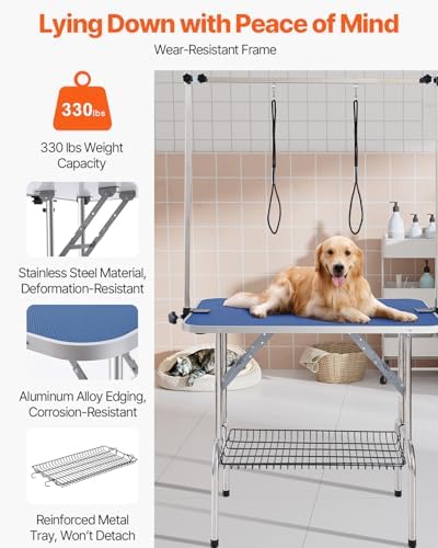 VEVOR 36 x 24 Inch Pet Grooming Table, 2 Height Adjustable Arms, No-Sit Haunch - Image 2