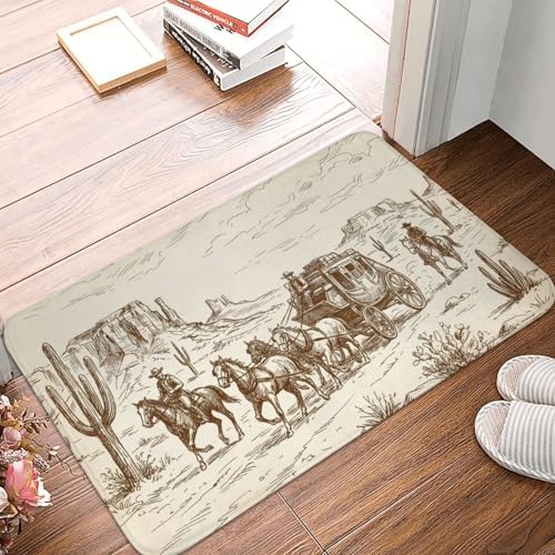 Western Desert Cowboy Bath Mat 24x16 Inch Non-Slip Soft Microfiber Bathroom - Image 6