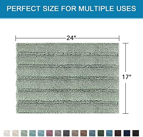 H.VERSAILTEX Bath Mats for Bathroom Non Slip Thick Chenille Striped Bath Rug - Image 2