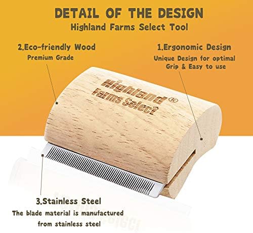 Deshedding Grooming Tool for Dogs, Cats & Horses, Ergonomic Design Wood Groom - Image 3