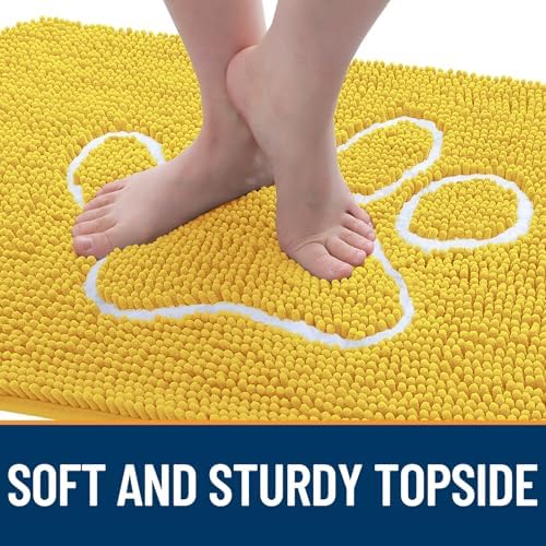 OLANLY Dog Door Mat for Muddy Paws 48x30, Paw Print Design Chenille Mud Mat - Image 4
